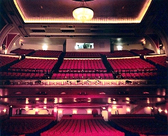 Auditorium of the Mobile Saenger Theatre in 1999.  Ed Jurich and I installed the 35mm movie projector you see in the middle of the projection booth - and we ran some great movies, too!